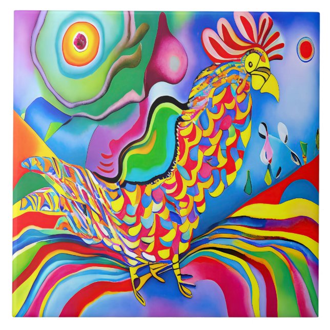 Carreau "Dreamscape Bird". Un cocktail abstrait surréalist (Devant)