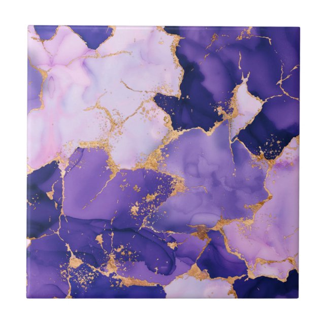 Carreau Dreamy Lavender alcohol inks and gold (Devant)