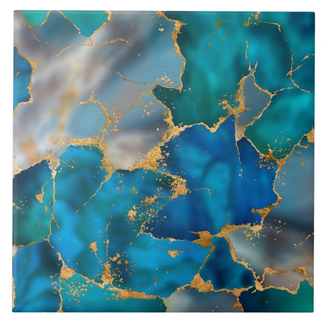 Carreau Dreamy Ocean Blue et Gold (Devant)