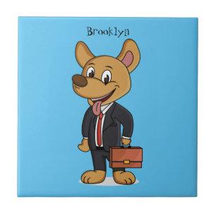 Carreau Drôle chien en costume d'entreprise dessin animé