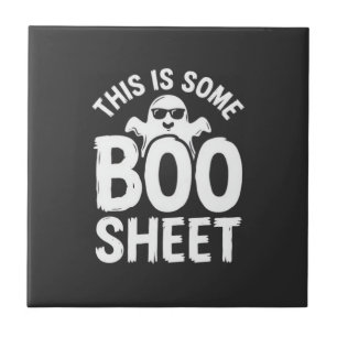 Carreau Drôle de feuille de Boo fantôme Halloween Design_1