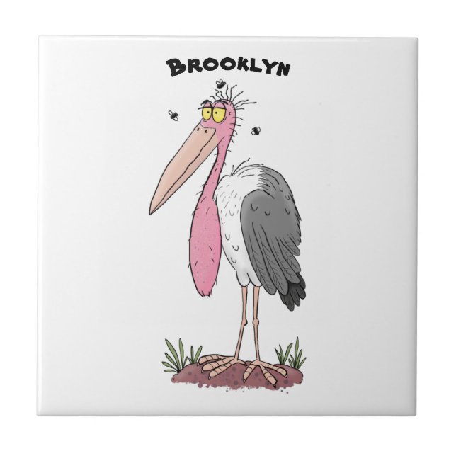Carreau Drôle dessin animé de cigogne en marabou (Devant)