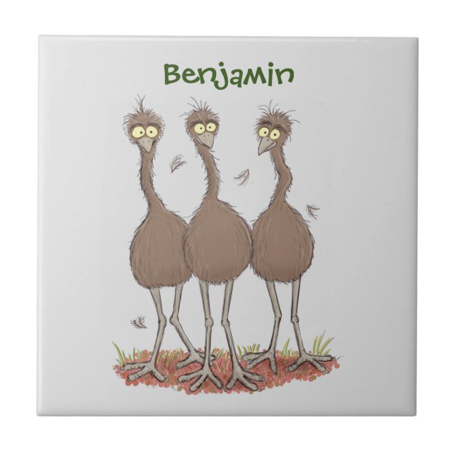 Carreau Drôle dessin animé du trio australien emu (Devant)