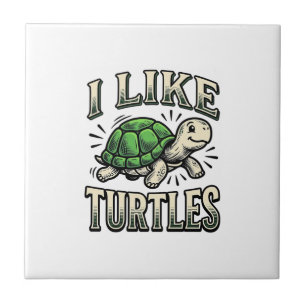 Carreau Drôle J'aime les Tortues Vintage T-shirt de Tortue