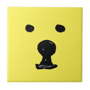Carreau Drôle mignon Ours Chien croquis visage