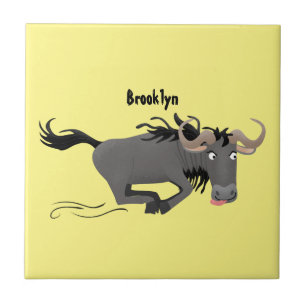 Carreau Drôle wildebeest tourner dessin animé illustration