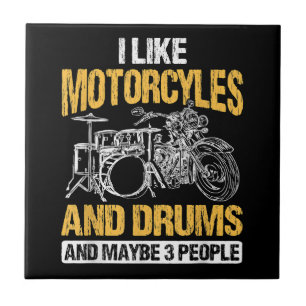 Carreau Drummer Drumming J'Aime Les Motos Et Les Drums