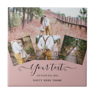 Carreau Dusty Rose rose Newlywets Mariage PHOTO Cadeau