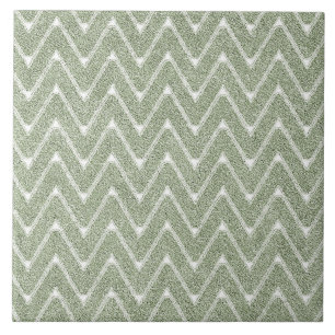 Carreau Dusty Sage Green Chevron Motif
