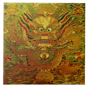 Carreau Dynastie de Ming chinoise de broderie de dragon