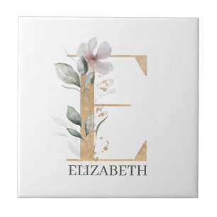 Carreau E Monogramme Floral Personnalisé