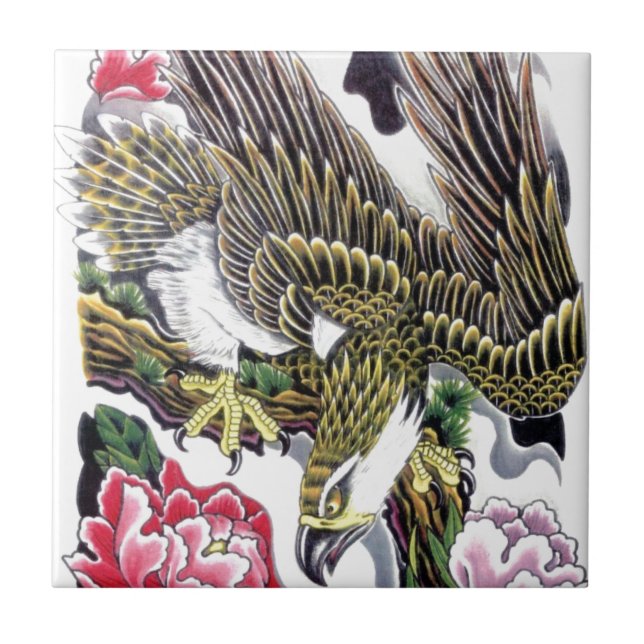 Carreau Eagle & Chrysanthemum tatouage design (Devant)