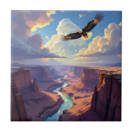 Carreau Eagle Flying over a Canyon