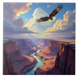 Carreau Eagle Flying over a Canyon