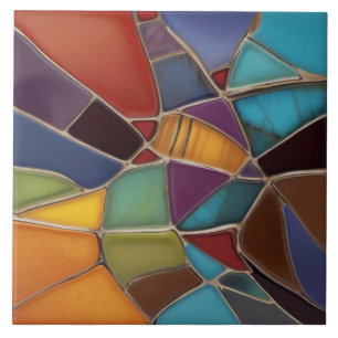 Carreau Earth Air Fire Faux Mosaic Shards Abstrait