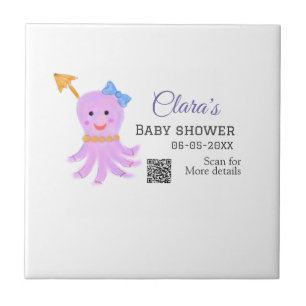 Carreau Eau bleu violet octopus baby shower mer ani
