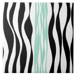 Carreau Ebb et flux - Mint vert, blanc et noir
