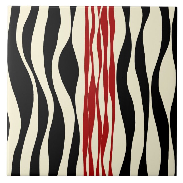 Carreau Ebb et flux - Rouge et crème (Devant)