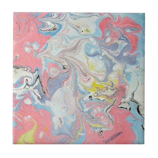 Carreau Ebru Art Pastel Abstrait (Devant)
