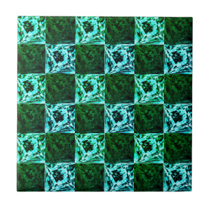 Carreau Échecs ou cyan vert et bleu ciel, avec rectangle