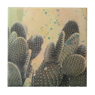Carreau Éclaboussure verte du cactus   de désert