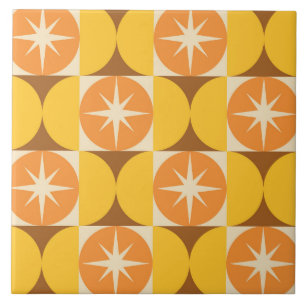 Carreau Éclats de milieu de siècle sur des cercles orange