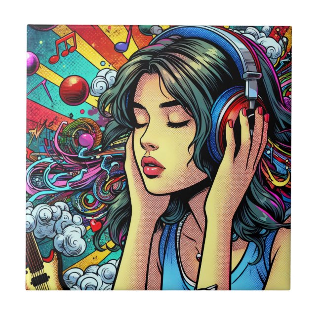 Carreau Écouter de la musique sur les écouteurs Psychédéli (Devant)