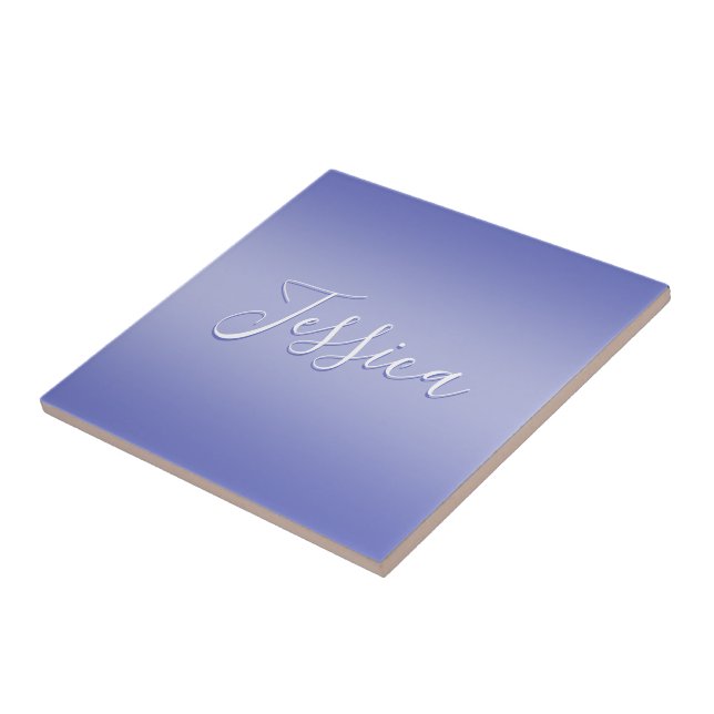 Carreau Écriture cursive éditable | Violet blanc et violet (Côté)