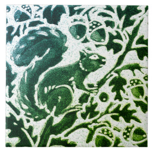 Carreau Écureuil Batik Vert moderne Bleu Floral Bois