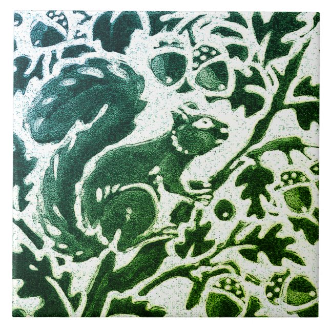 Carreau Écureuil Batik Vert moderne Bleu Floral Bois (Devant)
