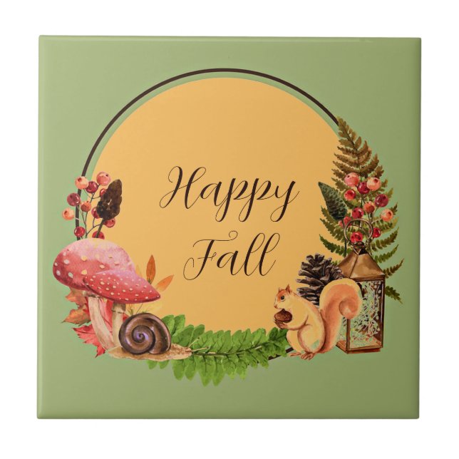 Carreau Écureuil et nature avec texte personnalisable (Devant)