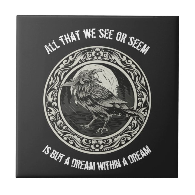 Carreau Edgar Allan Poe Poète Auteur Dream Raven Médallion (Devant)