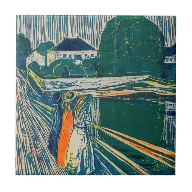 Carreau Edvard Munch - Les filles sur le pont, Lithographe (Devant)