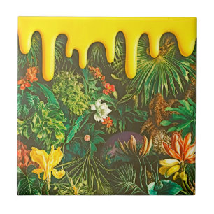 Carreau Effet de goutte de mélange de fleurs tropicales fl