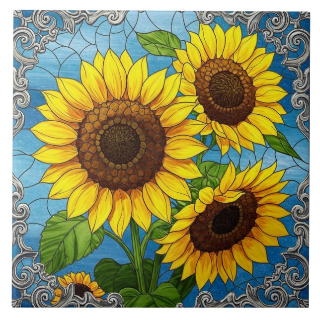 Carreau Effet de verre tendu de tournesol (Devant)