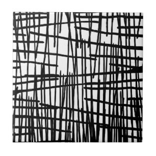 Carreau Égouttements peints à la main blancs noirs uniqu