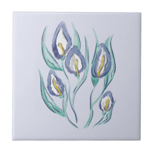 Carreau Élégance Abstraite : Aquarelle Violet Lys Calla