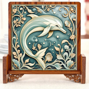 Carreau Élégance de la vague de corail gauche