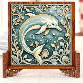 Carreau Élégance de la vague de corail gauche