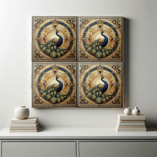 Carreau Élégance Dorée Paon Majestueux Art Déco