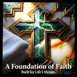 Carreau Élégance en Pierre Croix de marbre dorée