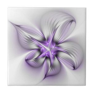 Carreau Élégance florale Art fractal violet abstrait moder