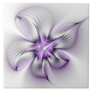 Carreau Élégance florale Art fractal violet abstrait moder