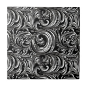 Carreau Élégance liquide - motif liquide noir métallique