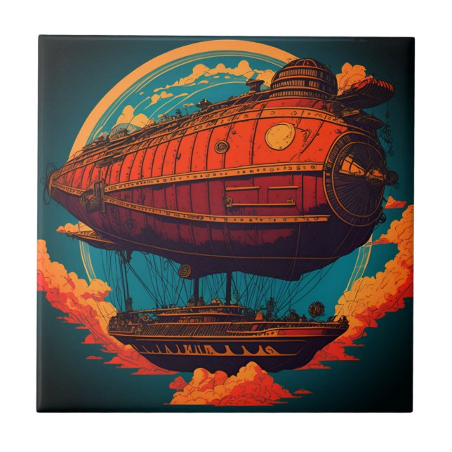 Carreau Elégance vintage - Majestic Steampunk Airship (Devant)