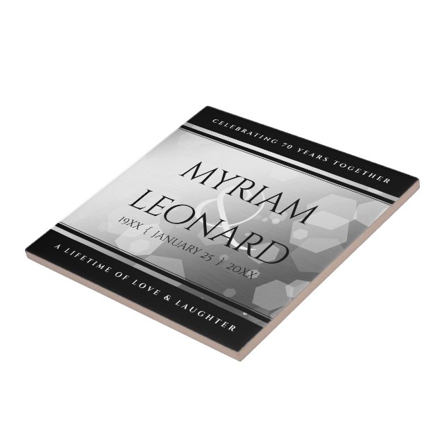 Carreau Élégant 70e anniversaire de Mariage Platinum (Côté)