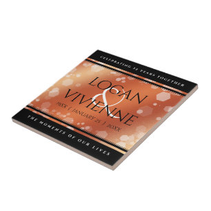 Carreau Élégant 8ème 32ème anniversaire de Mariage de bron