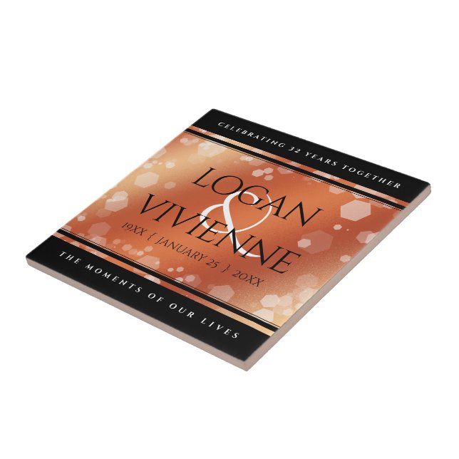 Carreau Élégant 8ème 32ème anniversaire de Mariage de bron (Côté)