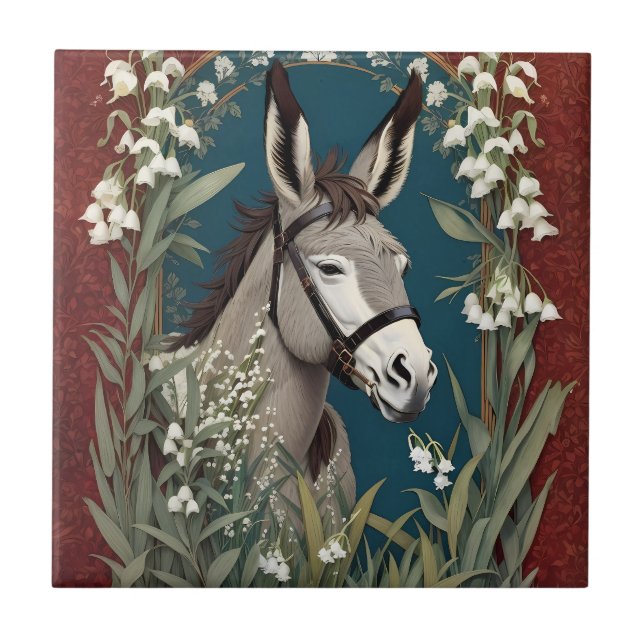Carreau Élégant âne et Lily des fleurs de la vallée (Devant)