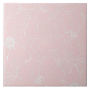Carreau Elégant Argent Rose Floral Dessin Rose Design